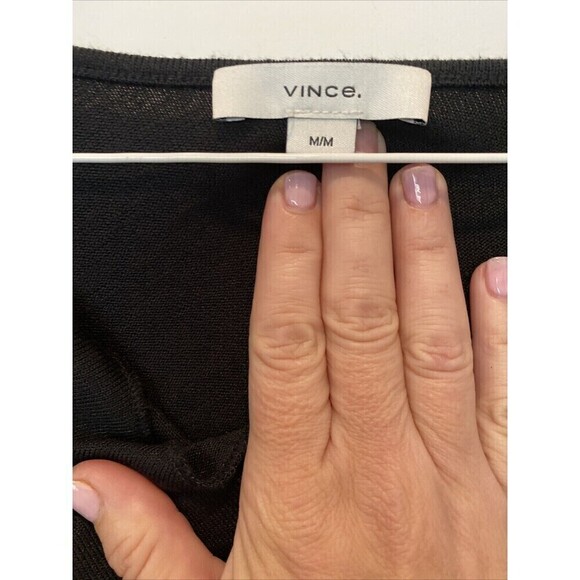 Vince Cowl Neck Ruched Side Black Knit Dress Medium - Picture 9 of 10